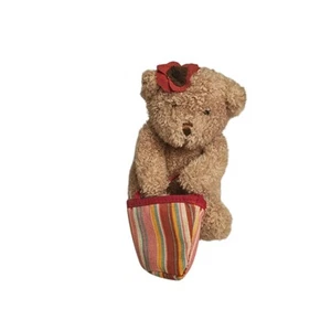 Bath & Body Works Mohn Braunbär Plüsch mit Tasche Stofftier Blumenhut 8 Zoll - Bild 1 von 3