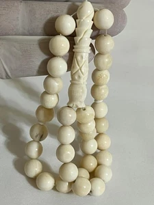 Kamelknochen Rosenkranz 33 Perlen selten Handarbeit سبحة عظم جمل مطرانية محروف خراطة نوادر - Bild 1 von 19