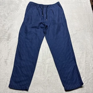 Polo Ralph Lauren Tailored Slim Fit Gestreift Leinen Gerades Bein Hose Herren L Blau - Bild 1 von 7