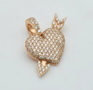 Arrow Stricken Heart Diamond Pendant 14k Solid Gold 0.50ctw - Picture 1 of 3