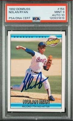 1992 Donruss Nolan Ryan HOF Signed Baseball Card 154 PSA 9 DNA 10 Certified Auto - Image 1 of 4