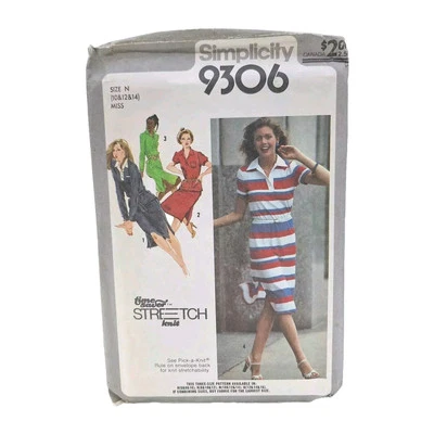 Simplicity 9306 VTG 70s Misses Dress or 2pc Sz B 10-14 Pattern UC FF - Image 1 of 4