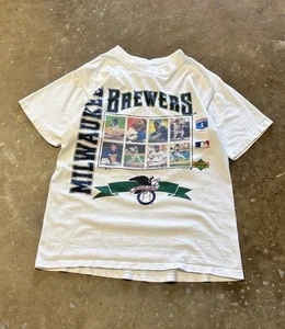 Vintage 1994 Milwaukee Brewers Card Collage MLB Single Stitch Graphic T-shirt - Picture 1 of 7