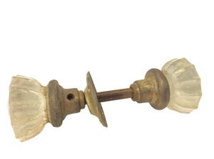 Antique Glass Brass Old Doorknob Set Door Knob Hardware Old - Picture 1 of 6
