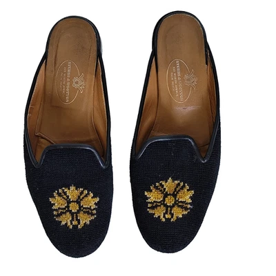 Zapatos planos de mula STUBBS & WOOTTON para mujer talla 7 negros a punta de aguja sin cordones Foto 1 de 4