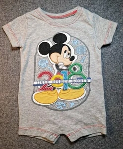 Mickey Mouse Short Romper 0-3 Months Disney Unisex Baby Grey Playsuit M17 - Picture 1 of 4