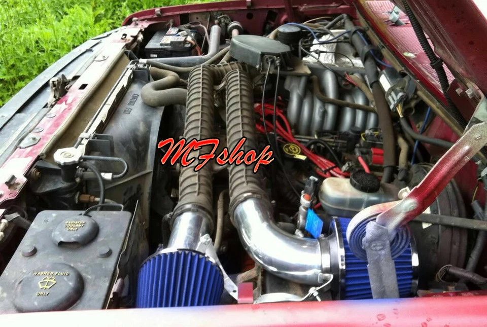 Blue 2PC Air Intake Kit For 1988-1995 Ford F-150 F-250 Bronco 5.8L Non-MAF V8 - Image 1 of 1