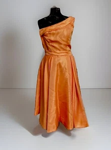 Funky Orange One Shoulder Dress Size 6 Prom Party Bridesmaid Rockabilly - Picture 1 of 5