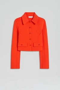 Scanlan theodore CREPE KNIT CROP BUTTON JACKET in crayon orange size Large - Picture 1 of 11