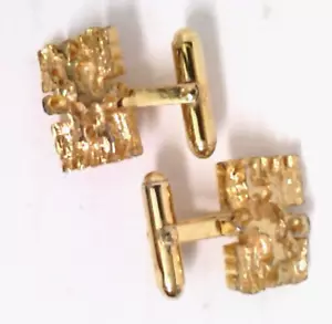 CHRISTIAN DIOR~GOLD NUGGET CUFFLINK~Mens~Costume Jewelry~Q6~Vintage - Picture 1 of 5