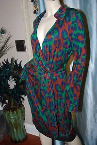 NWT DVF $485 SAVANNA LEOPARD FAUX WRAP DRESS SZ 0 - Picture 1 of 8