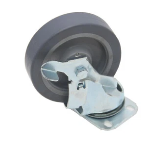 Paquete de 1 rueda giratoria HFS(R) 5"" x 1-1/4"" con freno rueda buje de polipropileno - Imagen 1 de 5