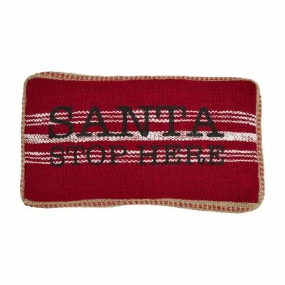Mudpie - Santa Stop Mini Jute Gusset Pillow - 41600594S - Image 1 of 2