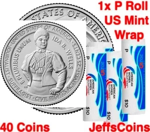 2025 P US Mint Roll IDA B. WELLS Philadelphia American Women Quarters 40 Coins - Picture 1 of 24
