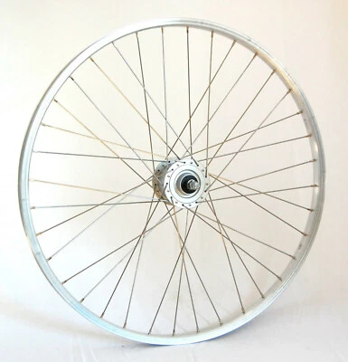 26 Zoll Vorderrad Laufrad mit Nexus Nabendynamo Alu Kastenfelge silber - Bild 1 von 3