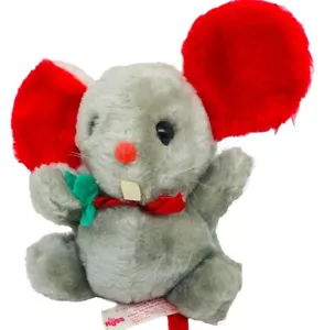 Russ Stuffy Ratón de Navidad Gris Rojo Peluche De Colección Corea Shell Relleno - Imagen 1 de 11