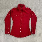 Converse Womens Red Button Up Long Sleeve Shirt Small Slim Fit