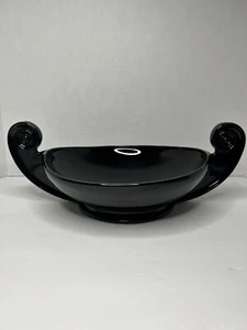 Fostoria Black Glass Two Handle Bowl Art Deco #2395 1920-30s Ebony - Picture 1 of 9