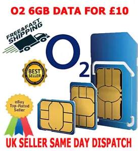 O2 vorinstallierte & aktive PAYG UK SIM-Karte mit £10 Kredit Prepaid-Guthaben - Bild 1 von 1