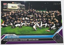 MIAMI MARLINS 2023 POSTSEASON TEAM PHOTO TOPPS NOW PURPLE PARALLEL CARD #947
