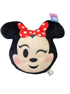 Minnie Mouse Emoji Cushion Pillow Disney 14" Across Plush Toy New With Tags - Picture 1 of 4
