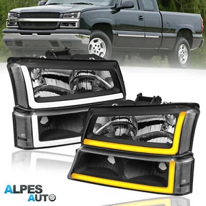 2PCS LED DRL Headlights Sequential Signal For 03-06 Chevy Silverado 1500/2500HD - Picture 1 of 18