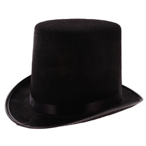 Adult Unisex Kids Felt  Hat Tall Top Hat Costume Steampunk Jazz Hat Black