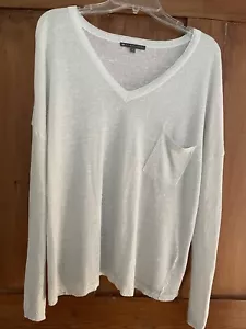 Elliot Lauren weiß silber Glitzer V-Ausschnitt Leinen Strick Top Größe Large - Bild 1 von 5