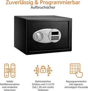 Tresor aus Stahl digitale Tastatursperre, 14 l, für Bargeld, Schmuck, Dokumente - Bild 1 von 6