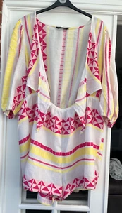 womens F&F multicoloured playsuit with open belly and tie front size 22 - Picture 1 of 5