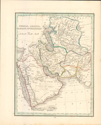 1835 Persia y Arabia - T.G. Mapa antiguo Bradford ~12,2" x 9,8" - colorear a mano Foto 1 de 4