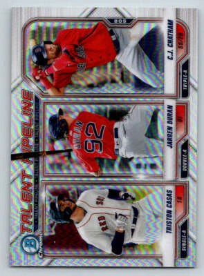 2021 Bowman Chrome Refr #TPBOS C.J. Chatham/Jarren Duran/Casas (ref 204662) - Image 1 of 2