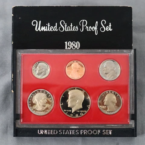 1980 US Proof Set S San Francisco In Stand Up Display Case Cover