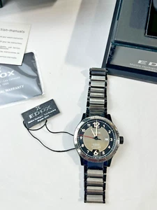 Edox Chronorally 1 Steel 45mm Black Dial Automatic Mens Watch 80094-37GNM-NR1 - Picture 1 of 3