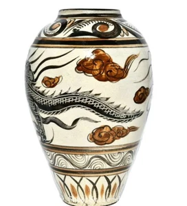 11,8" Song Dynasty Cizhou Ofen Porzellan Drache Loong Bestie Tier Flasche Vase - Bild 1 von 8