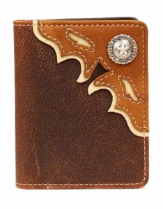 Nocona Western Mens Wallet Bifold Overlay Cutout Star Concho Brown N5466044 - Picture 1 of 3