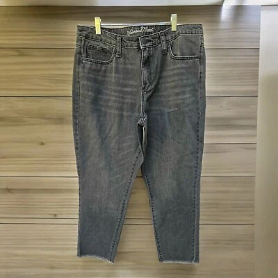 Pantalones de mezclilla recortados rectos de tiro alto Universal Thread gris oscuro dobladillo crudo talla 12 NUEVO Foto 1 de 4