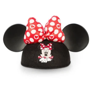 Disney Parks Exclusive Mickey Minnie Ears Hat Polka Dot Hearts Bow Embroidered  - Picture 1 of 1