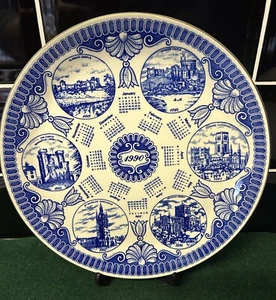 Vintage Masons Ringtons Ltd blau weiß Cathedral’s Castles 1990 Kalenderteller - Bild 1 von 2