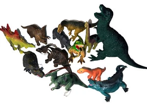 Dinosaur Figures Toy + 1 Rhino Plastic Rubber 11 PC - Picture 1 of 10