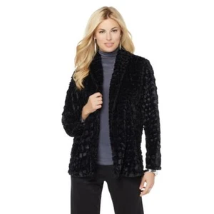 Chaqueta oscilante de piel sintética con cuello de chal marca Slinky (454971-K) mediana, negra B-103 - Imagen 1 de 2