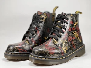Dr Martens Made In England Graffiti Boot Black Multi Size 3 - Picture 1 of 9