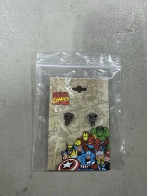 Punisher Skull Earrings Marvel Comics Officially Licensed DISCONTINUED NEW C9 #2 - Image 1 of 2