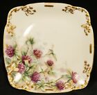 Vintage Square Porcelain Plate Pink Flowers Gold Floral Trim 7 1/2"