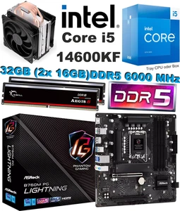Aufrüst Kit Intel Core i5-14600KF Asrock B760M PG 32GB DDR5 6000MHz Win11 komp. - Bild 1 von 3