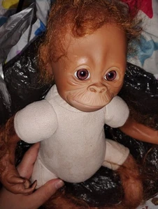 Reborn Orang-Utan Affe Vinyl Spielpuppe gewichteter Stoffkörper realistisch lockig - Bild 1 von 5