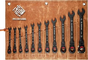 Ratcheting Combination Wrench Set: 11-Piece SAE 11-pc Flex-Head, Black - Picture 1 of 9