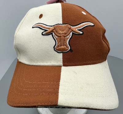 Rare Vintage Zephyr Texas Longhorns Hat Fitted 7 1/4 White Orange Split Squares - Image 1 of 4