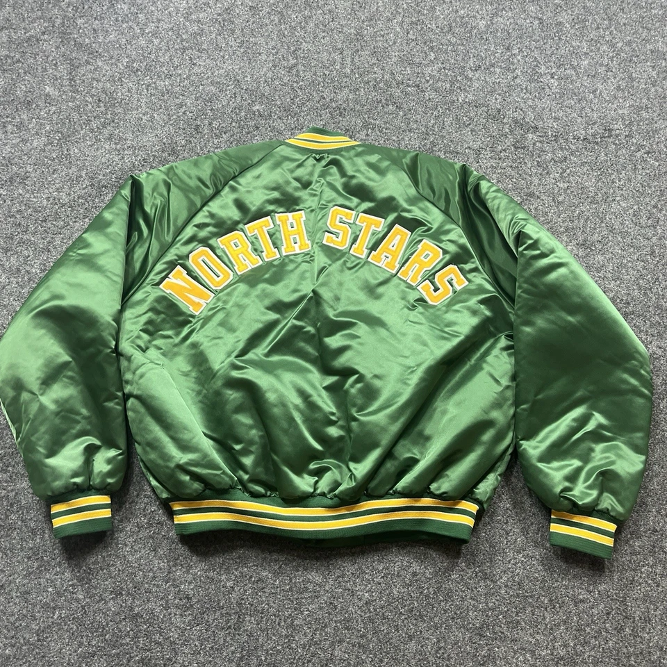 Vintage North Stars Satin Jacket Mens Size XXL Chalk Line Bomber Coat Minnesota - Image 1 of 4
