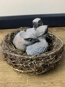 1988 Backyard Birds With Nest Suzan Bradford Resin USA Vintage - Bild 1 von 9